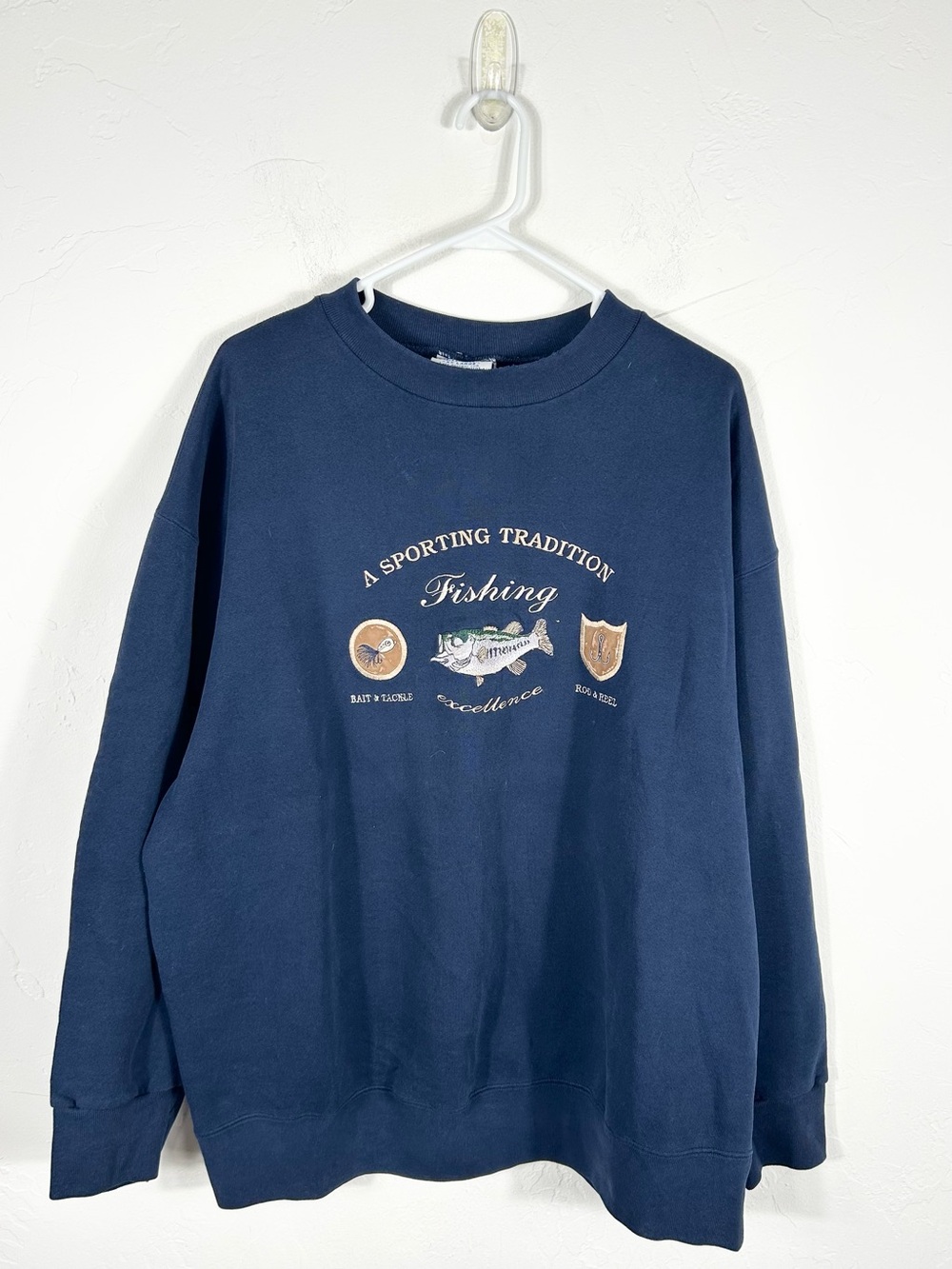 👁️ Vintage 90s Crable Sportswear Fishing Graphic Crewneck Sweatshirt